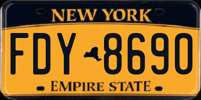 NY license plate FDY8690