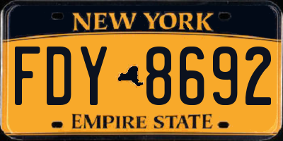 NY license plate FDY8692