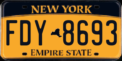 NY license plate FDY8693