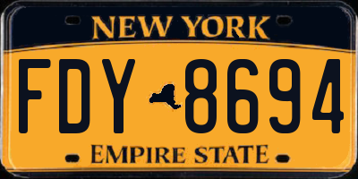 NY license plate FDY8694