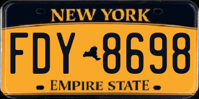 NY license plate FDY8698