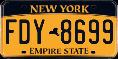 NY license plate FDY8699