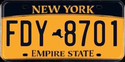 NY license plate FDY8701