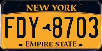 NY license plate FDY8703