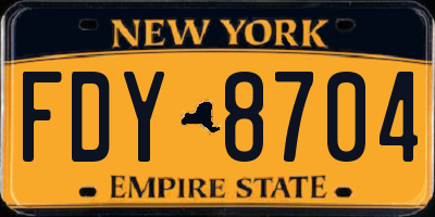 NY license plate FDY8704