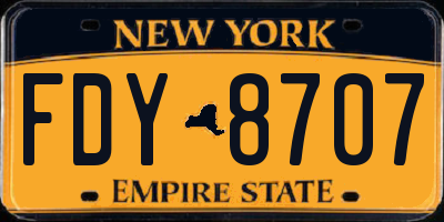 NY license plate FDY8707