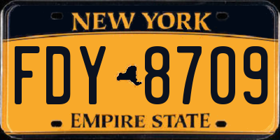 NY license plate FDY8709