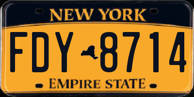 NY license plate FDY8714