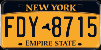 NY license plate FDY8715