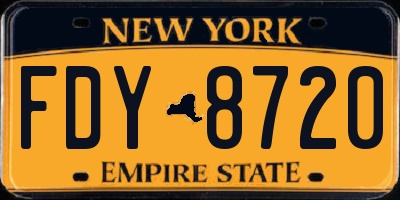 NY license plate FDY8720