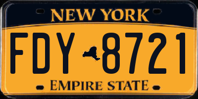 NY license plate FDY8721