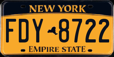 NY license plate FDY8722