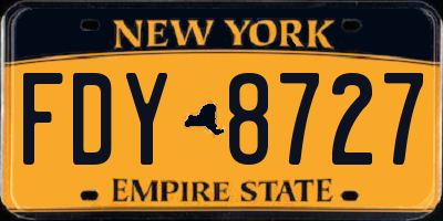 NY license plate FDY8727