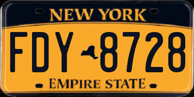 NY license plate FDY8728