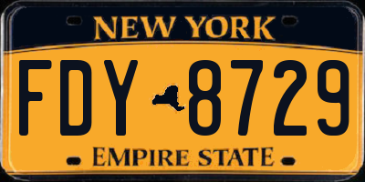 NY license plate FDY8729