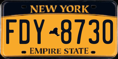 NY license plate FDY8730