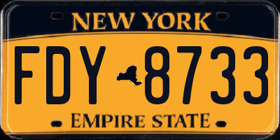 NY license plate FDY8733