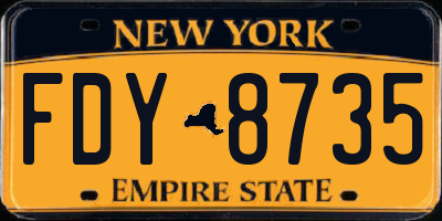 NY license plate FDY8735
