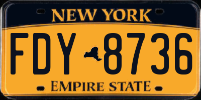 NY license plate FDY8736