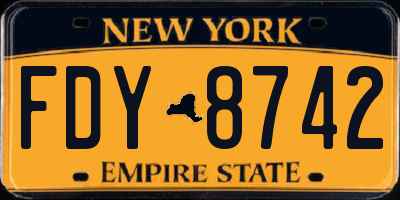 NY license plate FDY8742
