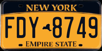 NY license plate FDY8749