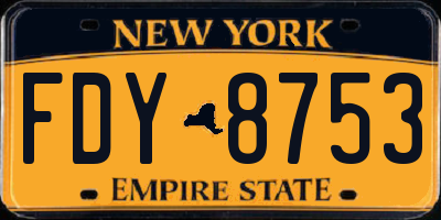 NY license plate FDY8753