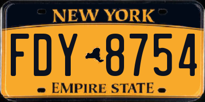 NY license plate FDY8754
