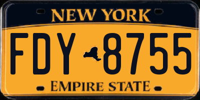 NY license plate FDY8755