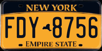 NY license plate FDY8756