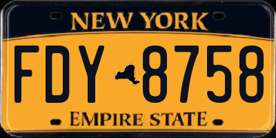 NY license plate FDY8758