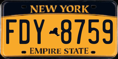 NY license plate FDY8759