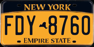 NY license plate FDY8760