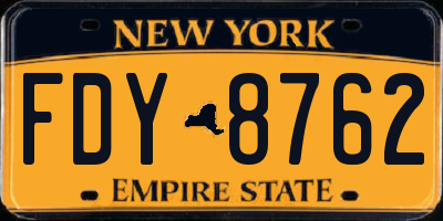 NY license plate FDY8762