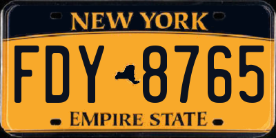 NY license plate FDY8765