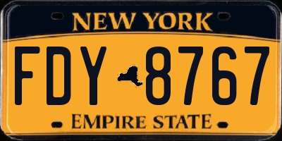 NY license plate FDY8767