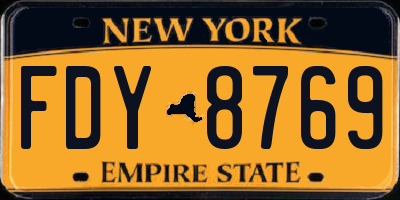 NY license plate FDY8769