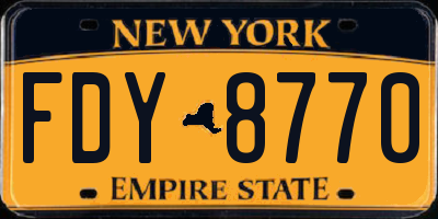 NY license plate FDY8770