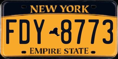NY license plate FDY8773