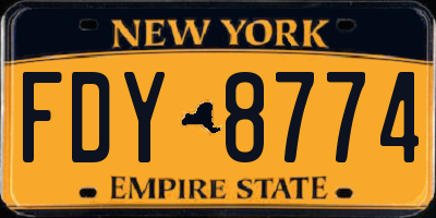 NY license plate FDY8774