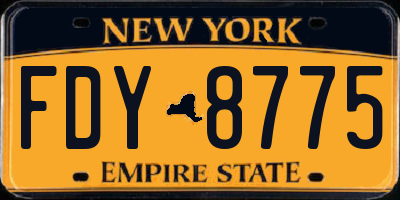 NY license plate FDY8775