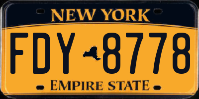 NY license plate FDY8778
