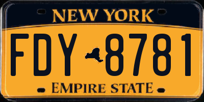 NY license plate FDY8781