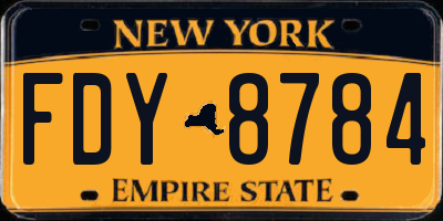NY license plate FDY8784