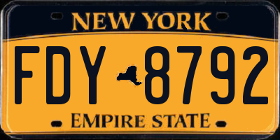 NY license plate FDY8792