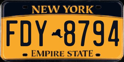 NY license plate FDY8794
