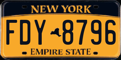 NY license plate FDY8796