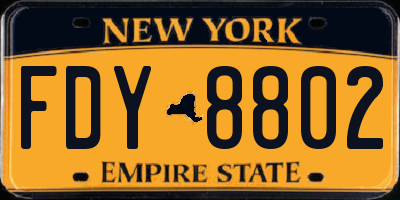 NY license plate FDY8802