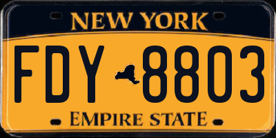 NY license plate FDY8803