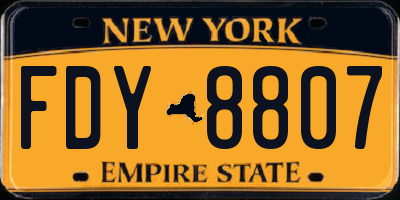 NY license plate FDY8807