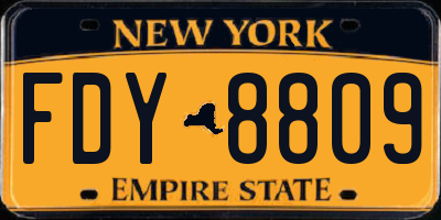 NY license plate FDY8809